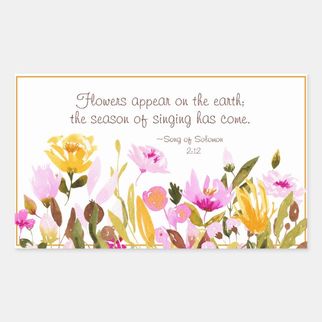 Adesivo Retangular Música de Salomão 2:12 Flores aparecem na Terra (Frente)