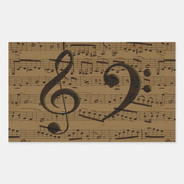 Adesivo Retangular Musical Treble Clef Sheet Music Classic (Frente)