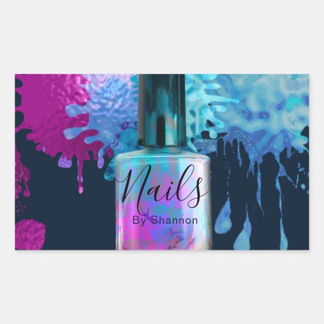 Adesivo Retangular Nail Technician Colorful Splatter Design (Frente)