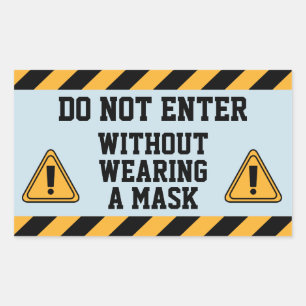 Adesivo Retangular Não Entrar Sem Máscara
