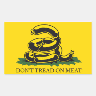 Adesivo Retangular Não pise na carne, paródia engraçada da bandeira d
