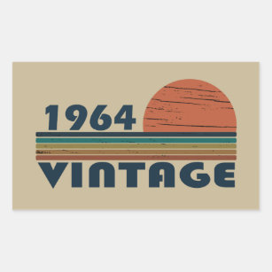 Adesivo Retangular Nascer em 1964 vintage 60º presente de aniversário