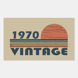 Adesivo Retangular Nascer em presente de aniversário de 1970