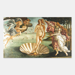 Adesivo Retangular Nascimento de Botticelli da pintura da arte de