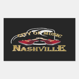 Adesivo Retangular Nashville. Cidade da música