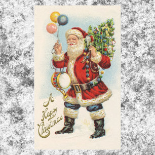 Adesivo Retangular Natais vintages, Balões do Papai Noel Vitoriano