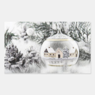Adesivo Retangular Natais vintages Decorações Ornamentos