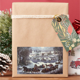 Adesivo Retangular Natais vintages Dormem, Central Park, no inverno