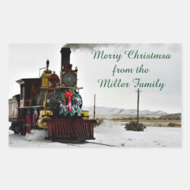 Adesivo Retangular Natais vintages Vinhetas Retângulos do Comboio, Br