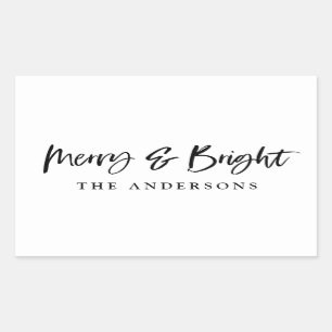 Adesivo Retangular Natal moderno alegre & brilhante do texto do