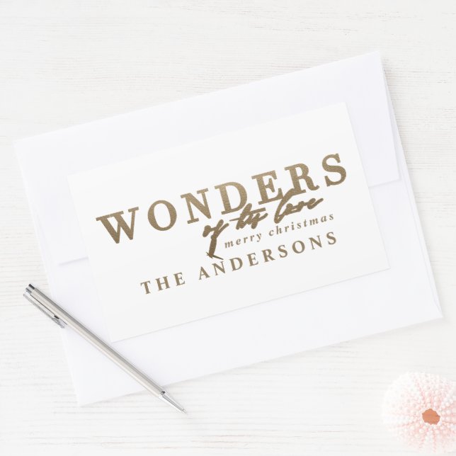 Adesivo Retangular Natal multi-foto de ouro religioso moderno (Envelope)