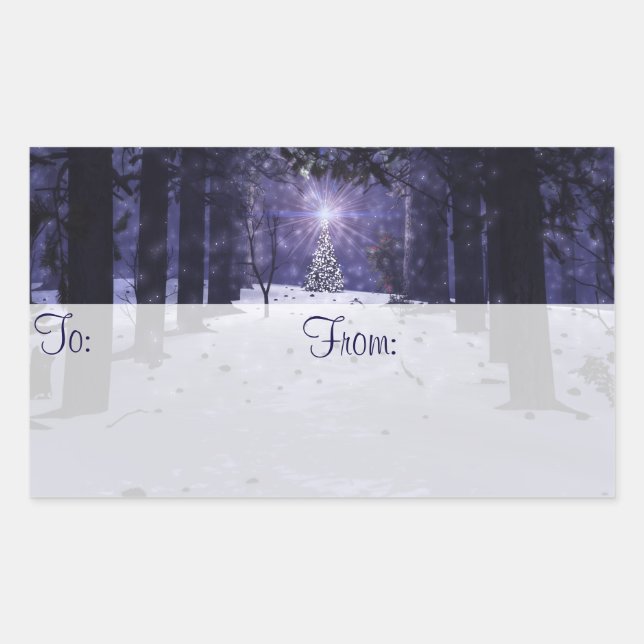 Adesivo Retangular Natal nos Pines Gift Tag Stickers (Frente)