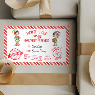 Adesivo Retangular Natal Papai Noel Dão Entrega ao Polo Norte