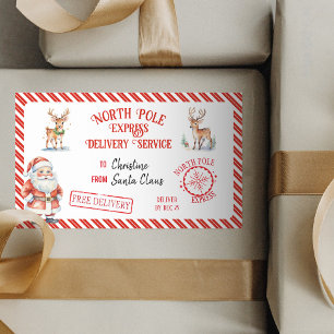 Adesivo Retangular Natal Papai Noel Dão Entrega ao Polo Norte