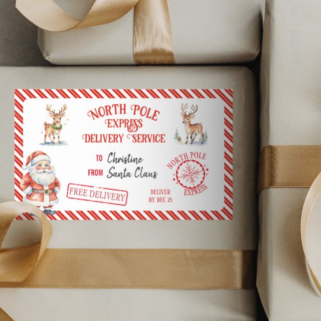 Adesivo Retangular Natal Papai Noel Dão Entrega ao Polo Norte (Criador carregado)