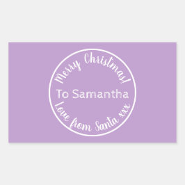 Adesivo Retangular Natal personalizado de Papais noeis Purple Lilac