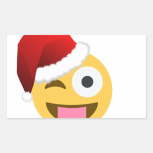 Adesivo Retangular natal santa claus winking emoji