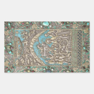 Adesivo Retangular Natividade Cena Cristo Criança Sagrada Anjos da Fa