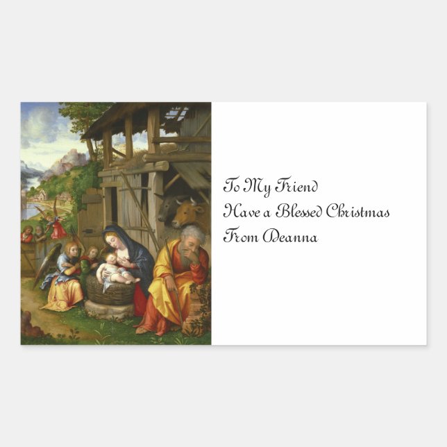 Adesivo Retangular Natividade e anjos de criança c1515 (Frente)