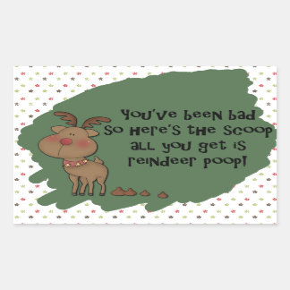 Adesivo Retangular Naughny Engraçado Reindeer Poop Gift Dizendo