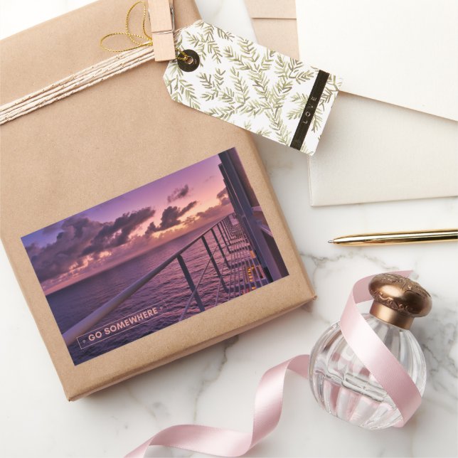 Adesivo Retangular Navio Cruzeiro Sereno Nascer do Sol (Presentear)