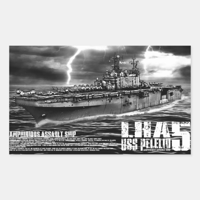 Adesivo Retangular Navio de ataque anfíbio Peleliu Sticker (Frente)