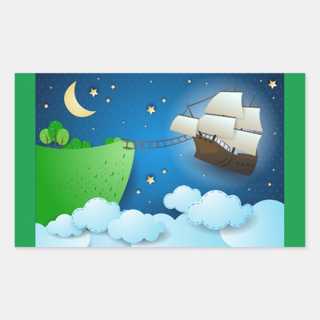 Adesivo Retangular Navio voador no desembarque (Frente)