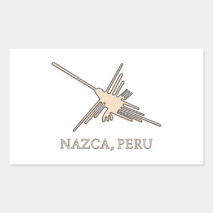 Adesivo Retangular Nazca Hummingbird Geoglyph Newsprint