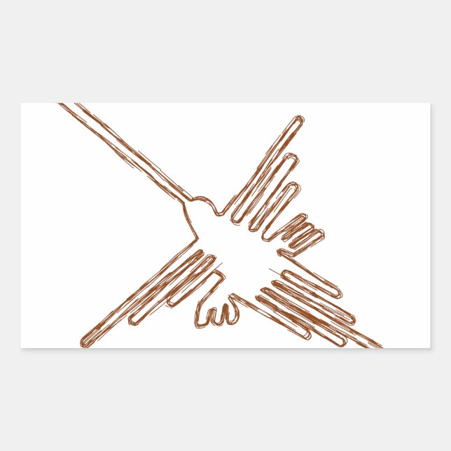 Adesivo Retangular Nazca Lines Hummingbird Sketch (Frente)