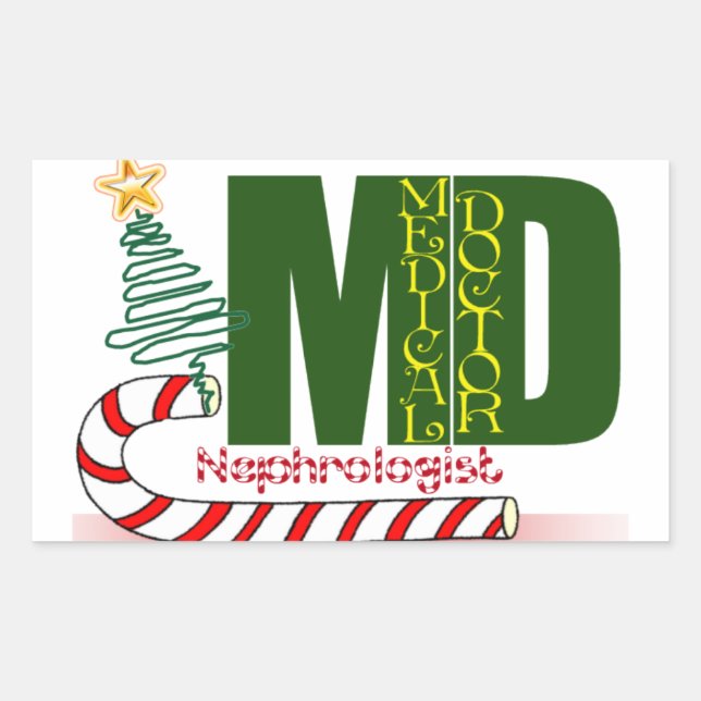 Adesivo Retangular Nefrologista MERRY CHRISTMAS MÉDICO (Frente)