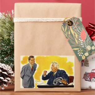 Adesivo Retangular Negócios Antigos, Executivo Louco CEO Chefe Funcio