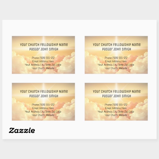 Adesivo Retangular Negócios da Igreja de Nuvem Cristã Celestial (Folha)