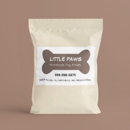 Adesivo Retangular Negócios de Petiscos Caseiros para Cães Little Paw
