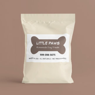 Adesivo Retangular Negócios de Petiscos Caseiros para Cães Little Paw