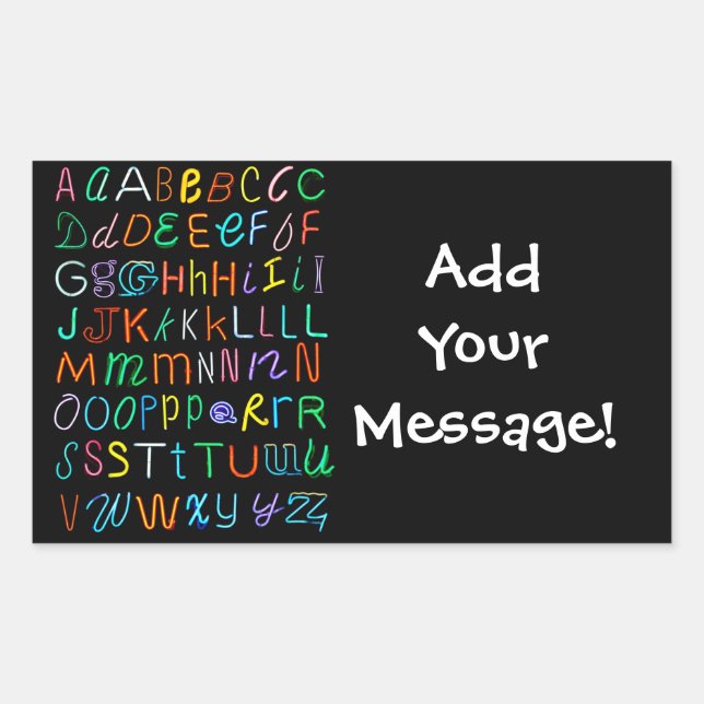 Adesivo Retangular Neon Alphabet (Frente)