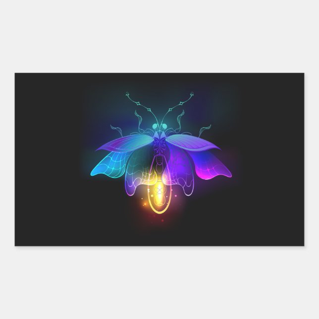 Adesivo Retangular Neon Firefly a preto (Frente)