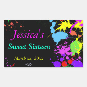 Adesivo Retangular Neon Paint Water Label Swedezesseis, Bat Mitzvah