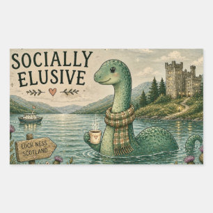 Adesivo Retangular Nessie Esquiva Socialmente Críptido Aconchegante L