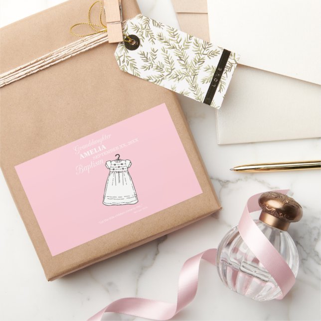 Adesivo Retangular Neta, palhaço de batismo personalizado a rosa (Presentear)