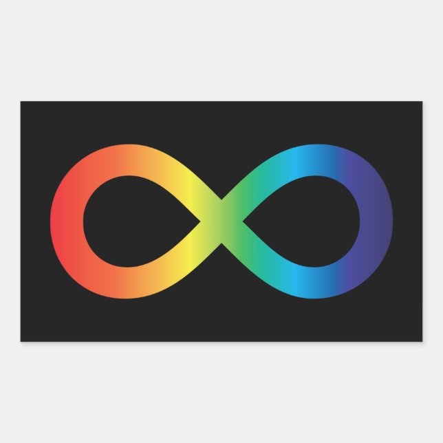 Adesivo Retangular Neurodiversity Autismo Advertência Arco-Íris (Frente)