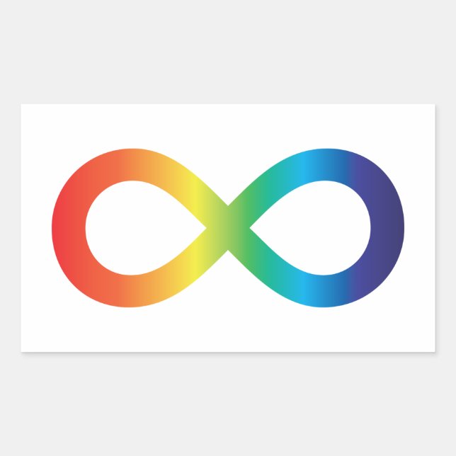 Adesivo Retangular Neurodiversity Autismo Advertência Arco-Íris (Frente)