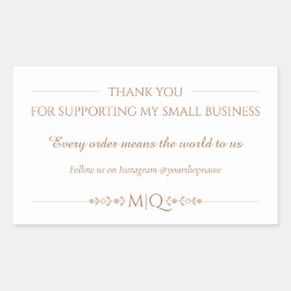 Adesivo Retangular Neutral Brown Thank You | Minimal Small Business