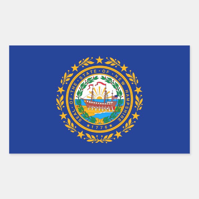 Adesivo Retangular New Hampshire State Flag Design (Frente)