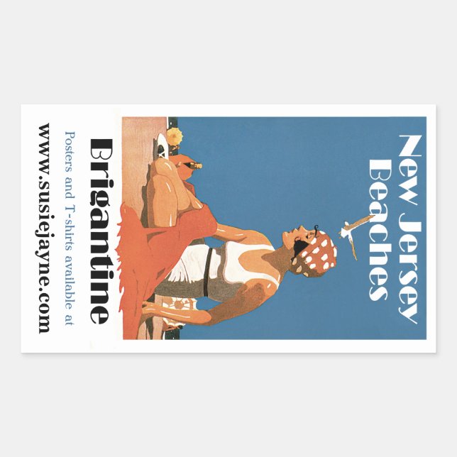 Adesivo Retangular New Jersey Beaches ~ Brigantine (Frente)