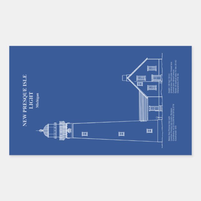 Adesivo Retangular New Presque Isle Lighthouse - Michigan - AD (Frente)