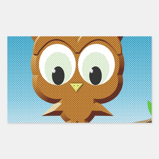Adesivo Retangular Newsprint Cartoon Owl (Frente)
