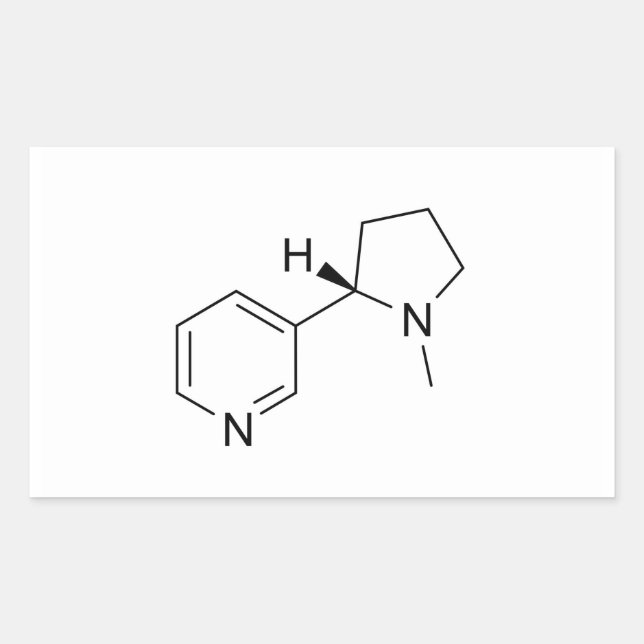 Adesivo Retangular nicotina: fórmula química: elementos simbólicos (Frente)