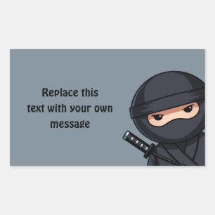 Adesivo Retangular Ninja Escondido no Cinza