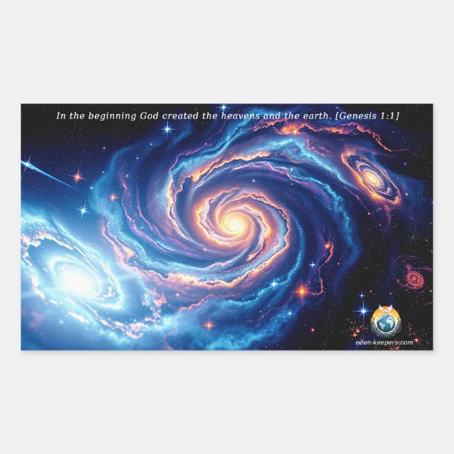 Adesivo Retangular No começo, Deus e Criação Verso (Frente)