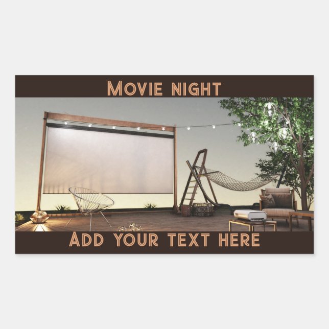 Adesivo Retangular Noite Aconchegante de Cinema ao Ar Livre (Frente)